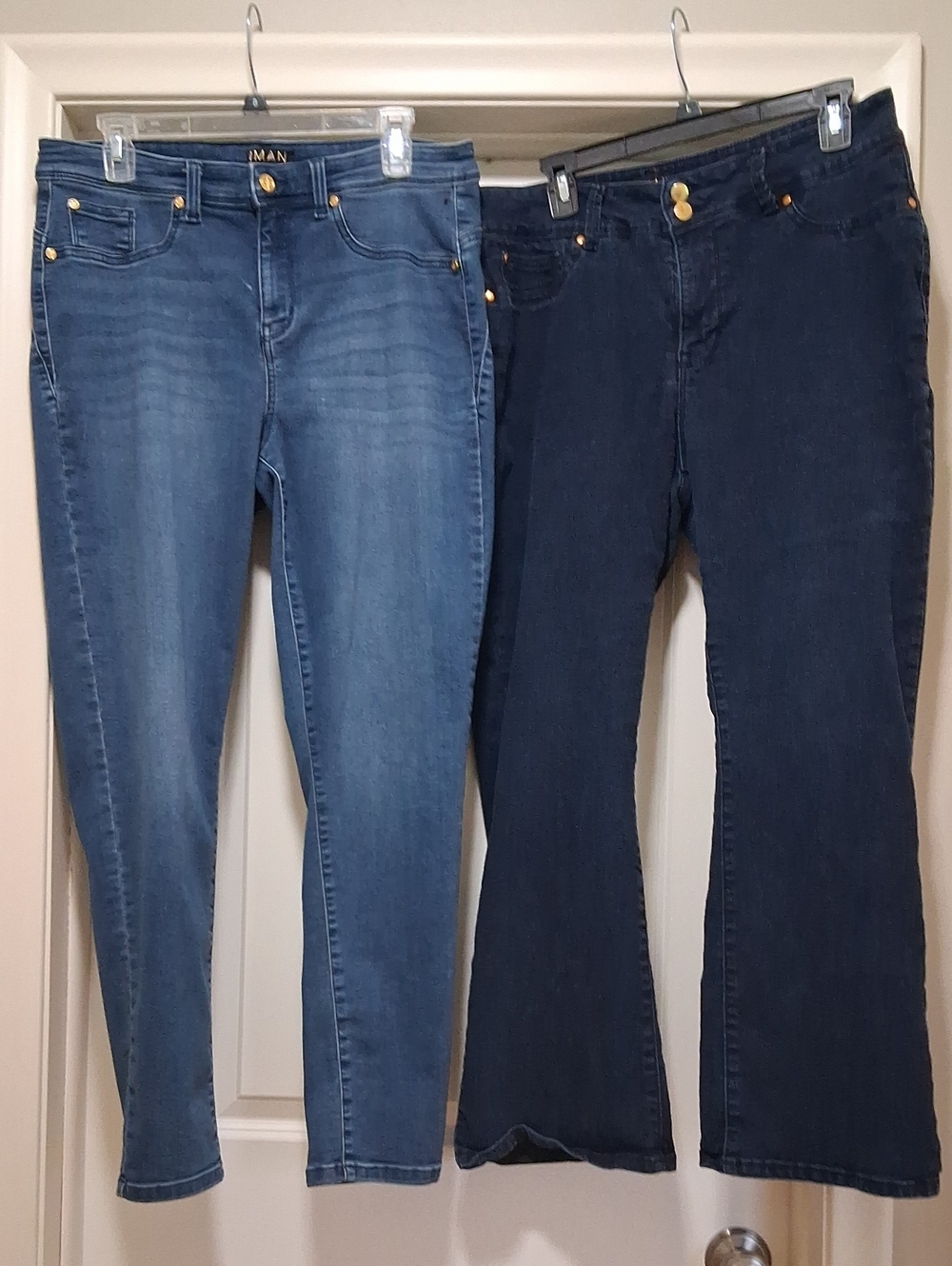 IMAN Women's Skinny Jeans - Light Blue and Dark Blue Denim